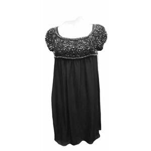 NWOT Alice + Olivia Dress Size Small S Black 100% Silk Beaded Empire Waist
